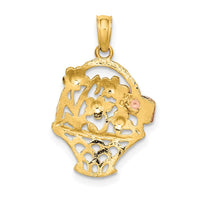 Load image into Gallery viewer, 14k Two-Tone w/White Rhodium Flower Basket w/I LOVE YOU Charm
