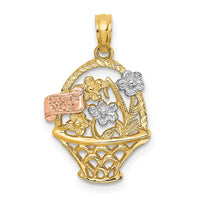 Load image into Gallery viewer, 14k Two-Tone w/White Rhodium Flower Basket w/I LOVE YOU Charm

