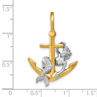 Load image into Gallery viewer, 14K Two-Tone 3-D Anchor and Mermaid Charm
