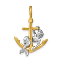 Load image into Gallery viewer, 14K Two-Tone 3-D Anchor and Mermaid Charm
