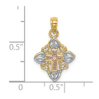 Load image into Gallery viewer, 14K Two-tone w/White Rhodium Cross Inside Frame Charm
