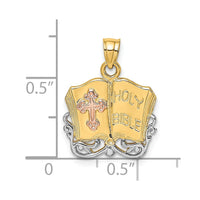Load image into Gallery viewer, 14K Two-tone w/White Rhodium Holy Bible w/Cross Charm
