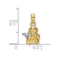 Load image into Gallery viewer, 14K Angel Resting On Elbow w/ Rhodium Wing Charm
