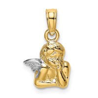 Load image into Gallery viewer, 14K Angel Resting On Elbow w/ Rhodium Wing Charm
