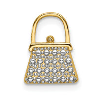 Load image into Gallery viewer, 14K W/ Rhodium Textured and Polished Purse Charm
