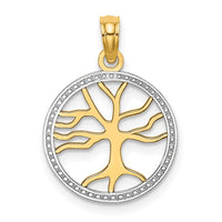 Load image into Gallery viewer, 14k w/Rhodium Tree of Life in Round Frame Charm

