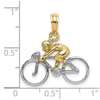 Load image into Gallery viewer, 14K Two-Tone 3-D Bicycle With Rider Charm
