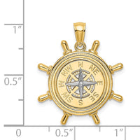 Load image into Gallery viewer, 14K Two-tone Ship&#39;s Wheel w/ Nautical Compass Charm

