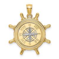 Load image into Gallery viewer, 14K Two-tone Ship&#39;s Wheel w/ Nautical Compass Charm

