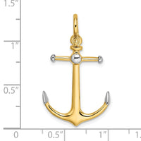 Load image into Gallery viewer, 14K w/Rhodium 3-D Anchor w/Long T Bar and Shackle Bail Charm
