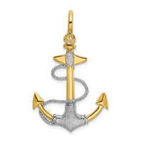 Load image into Gallery viewer, 14K Two-tone 3-D Textured Anchor w/Rope w/Shackle Bail Charm
