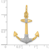 Load image into Gallery viewer, 14K w/Rhodium 3-D Textured Anchor W/ Shackle Bail Charm
