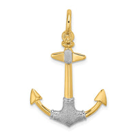 Load image into Gallery viewer, 14K w/Rhodium 3-D Textured Anchor W/ Shackle Bail Charm
