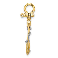 Load image into Gallery viewer, 14K Two-tone 3-D Small Anchor w/Rope and Shackle Bail Charm
