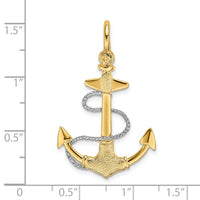 Load image into Gallery viewer, 14K Two-tone 3-D Small Anchor w/Rope and Shackle Bail Charm
