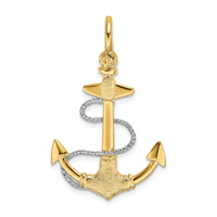 Load image into Gallery viewer, 14K Two-tone 3-D Small Anchor w/Rope and Shackle Bail Charm
