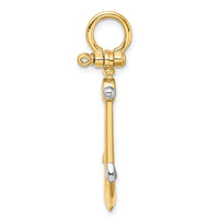 Load image into Gallery viewer, 14K w/Rhodium 3-D Anchor w/Shackle Bail Charm
