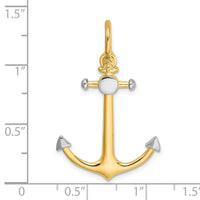 Load image into Gallery viewer, 14K w/Rhodium 3-D Anchor w/Shackle Bail Charm
