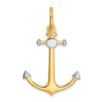 Load image into Gallery viewer, 14K w/Rhodium 3-D Anchor w/Shackle Bail Charm

