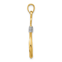 Load image into Gallery viewer, 14K w/Rhodium 3-D Fish Hook With Rope Charm
