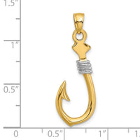 Load image into Gallery viewer, 14K w/Rhodium 3-D Fish Hook With Rope Charm
