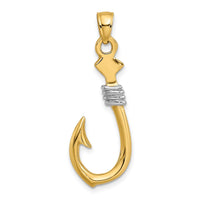 Load image into Gallery viewer, 14K w/Rhodium 3-D Fish Hook With Rope Charm
