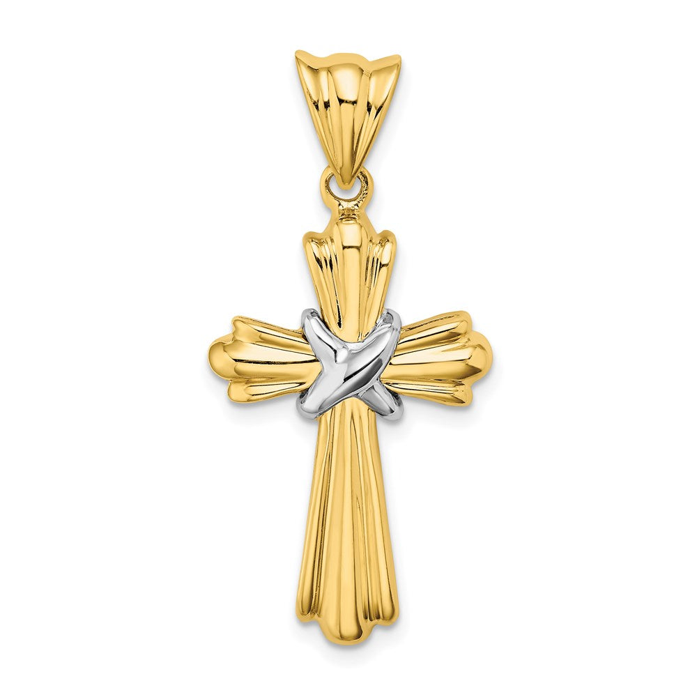 14K Two-Tone Polished Cross X Center Design Charm