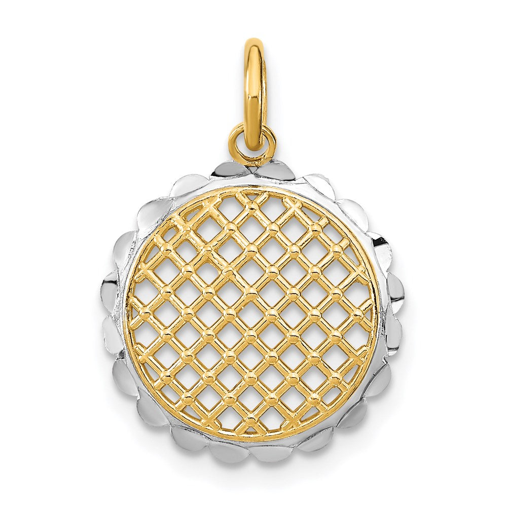 14K w/Rhodium D/C Sunflower Pendant Charm