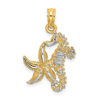 Load image into Gallery viewer, 14K with White Rhodium Starfish and Seahorse Charm
