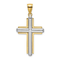 Load image into Gallery viewer, 14K Two-tone Beveled Cross Charm
