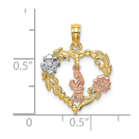 Load image into Gallery viewer, 14k Two-tone White Rhodium Motherly Love w/ Flowers In Heart Charm
