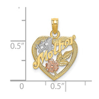 Load image into Gallery viewer, 14K Two-tone w/White Rhodium #1 MOTHER Heart w/Flower Charm

