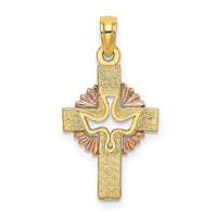 Load image into Gallery viewer, 14K Two-Tone Cut-Out Dove On Cross Charm
