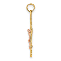 Load image into Gallery viewer, 14k Two-Tone w/ Lace Trim Crucifix Charm
