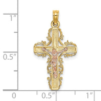 Load image into Gallery viewer, 14k Two-Tone w/ Lace Trim Crucifix Charm

