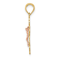 Load image into Gallery viewer, 14K Two-Tone Crucifix W/ Scallop Trim Charm
