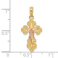 Load image into Gallery viewer, 14K Two-Tone Crucifix W/ Scallop Trim Charm
