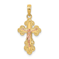 Load image into Gallery viewer, 14K Two-Tone Crucifix W/ Scallop Trim Charm
