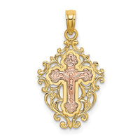 Load image into Gallery viewer, 14k Two Tone w/ Lace Trim Crucifix Charm
