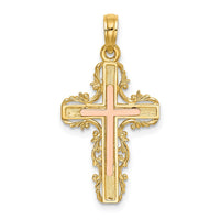 Load image into Gallery viewer, 14K Two-Tone w/ Lace Trim Cross Charm
