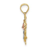 Load image into Gallery viewer, 14k Two-tone White Rhodium Heart w/ Rose and Lace Trim Charm
