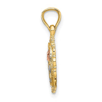 Load image into Gallery viewer, 14K Two-tone w/White Rhodium Rose In Oval Frame Charm
