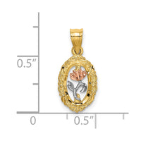 Load image into Gallery viewer, 14K Two-tone w/White Rhodium Rose In Oval Frame Charm

