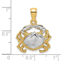 Load image into Gallery viewer, 14K with White Rhodium Polished Crab Charm
