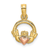 Load image into Gallery viewer, 14k Two-Tone Claddagh w/ Heart Charm
