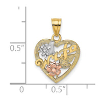 Load image into Gallery viewer, 14k Two-Tone w/White Rhodium #1 WIFE In Heart w/Flower Charm
