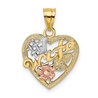 Load image into Gallery viewer, 14k Two-Tone w/White Rhodium #1 WIFE In Heart w/Flower Charm
