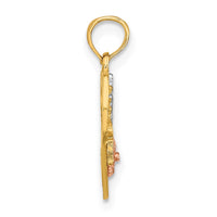 Load image into Gallery viewer, 14k Two-tone White Rhodium #1 DAUGHTER IN HEART w/Flowers Charm
