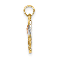 Load image into Gallery viewer, 14k Two-tone w/White Rhodium MOM Heart w/Flower Charm
