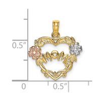 Load image into Gallery viewer, 14k Two-tone w/White Rhodium MOM Heart w/Flower Charm
